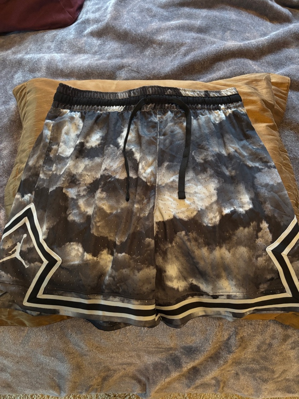 Jordan Black and White Tie-Dye Basketball Shorts with Contrast Hem